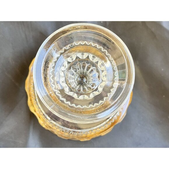 Vintage Indiana Glass Kings Crown Gold Rim Thumbprint Compote Serveware Dish - Picture 10 of 12